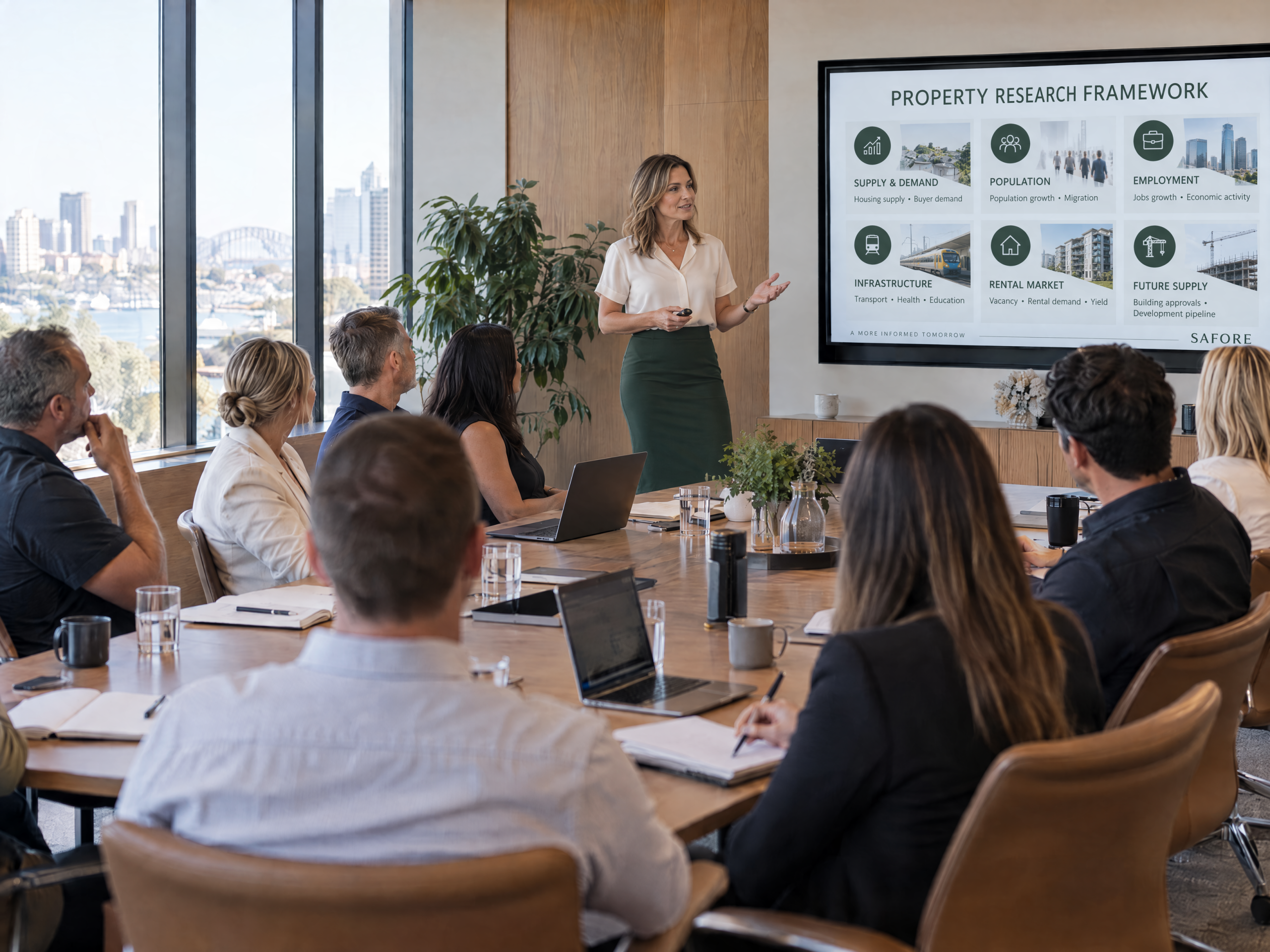 SAFORE property adviser presenting property research to a group of professional referral partners